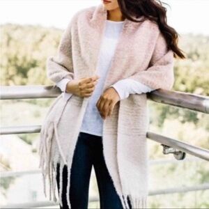 Mer Sea Ombre Long Fringe Ombre Blanket Scarf